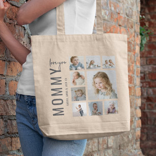 Mommy 9 Photo Collage Personalized Mom Tote Bag