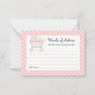 Mommy Advice Card Baby Shower Carriage   Pink