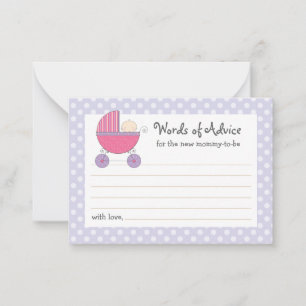 Mommy Advice Card Baby Shower Carriage   Pink