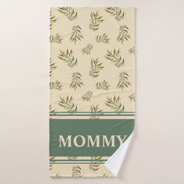 Mommy Aesthetic Botanical Gold Twigs Bath Towel (Bath Towel)