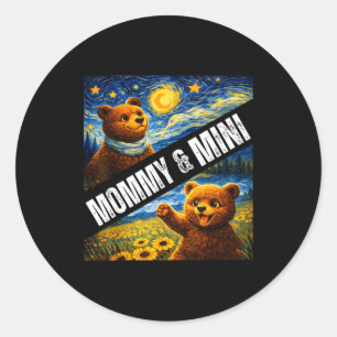 Mommy & mini cute bear matching mother's day classic round sticker