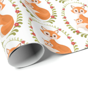 Mommy and baby boy woodland fox wrap wrapping paper