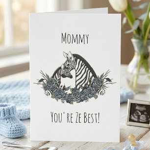 Mommy and Baby Boy Zebra Happy Mother's Day Card