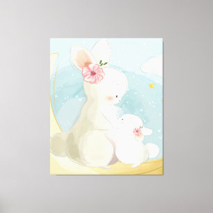 Mommy And Baby Bunny Gift For Kids Canvas Print