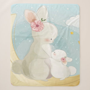 Mommy And Baby Bunny Gift For Kids Sherpa Blanket