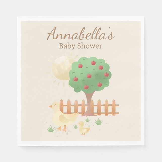 Mommy and Baby Duck Cute Baby Shower Napkin (Front)