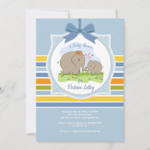 Mommy and Baby Elephant Shower Invitation