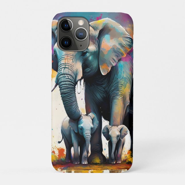 Mommy And Baby Elephants Color Splash, Case-Mate iPhone Case (Back)