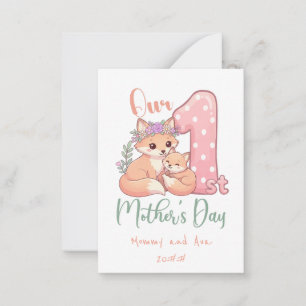 Mommy and Baby Fox Pink 1st Mothers Day Card