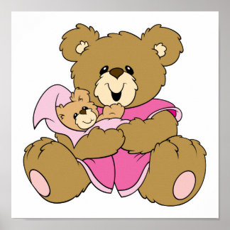Mommy and Baby Girl Bear Poster