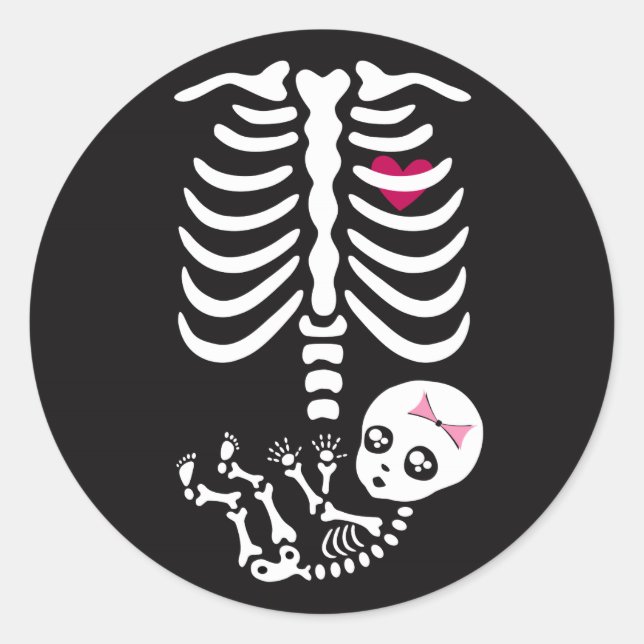 Mommy and Baby Halloween Skeleton Sticker (Front)