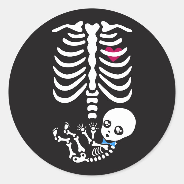 Mommy and Baby Halloween Skeleton Sticker (boy) (Front)