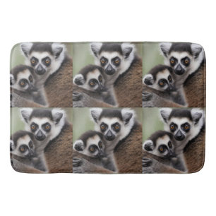 Mommy And Baby Lemur Cuddling, Bath Mat