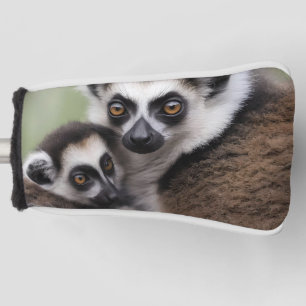 Mommy And Baby Lemur Cuddling, Golf Head Cover