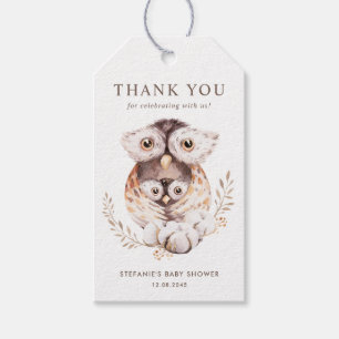 Mommy and Baby Owl Boho Baby Shower Thank You Gift Tags