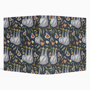 Mommy and Baby Sloths with Hearts Pattern Binder