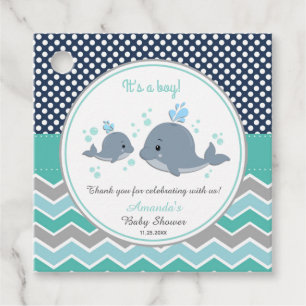 Mommy and Baby Whale Baby Shower Thank You Gift Favour Tags