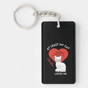 Mommy and Daddy Cat Love Custom Keychain