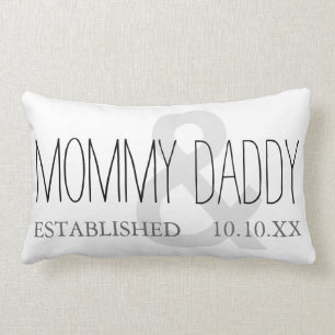 MOMMY AND DADDY Mom Dad New Parent Custom Date Lumbar Pillow
