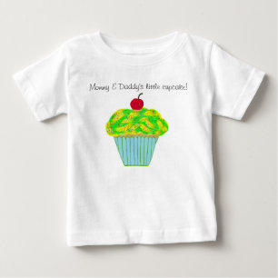 Mommy and Daddy's Little Cupcake Green Yellow Baby T-Shirt