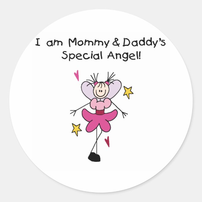 Mommy and Daddy's Special Angel Classic Round Sticker (Front)