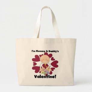 Mommy and Daddy's Valentine- Boy Cupid Large Tote Bag