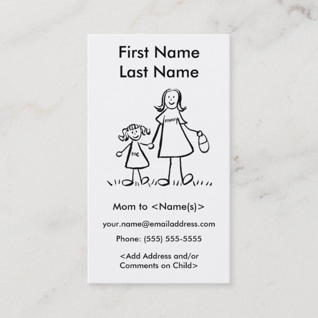 Mommy and Daughter Custom Calling Playdate Cards (Front)