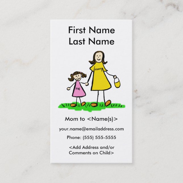 Mommy and Daughter Custom Calling Playdate Cards (Front)