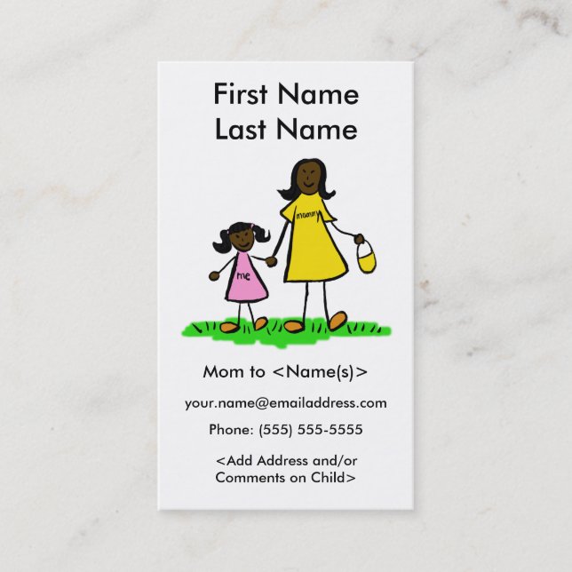 Mommy and Daughter Custom Calling Playdate Cards (Front)