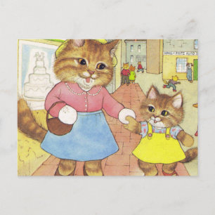 Mommy and Daughter Kitty Postcard