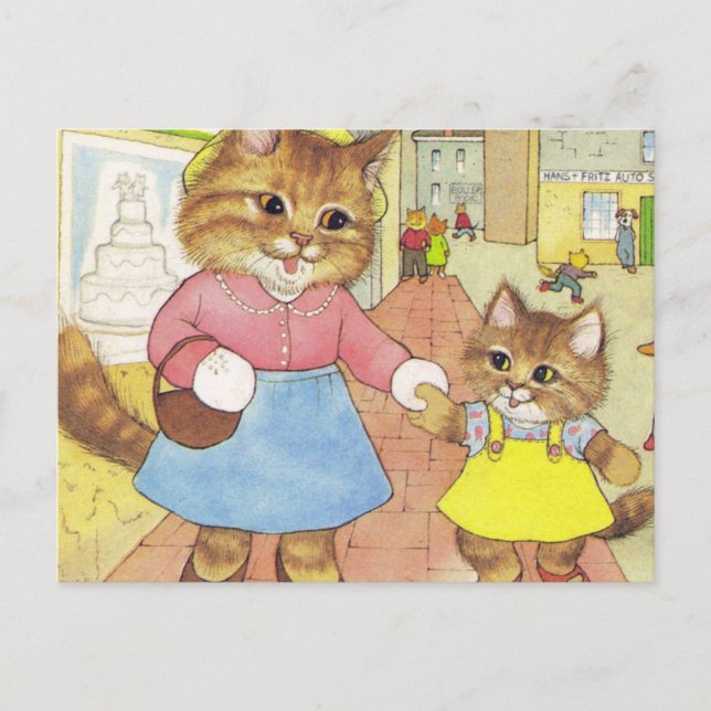 Mommy and Daughter Kitty Postcard (Front)