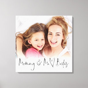 Mommy and Me Besties Photo Overlay Heart Script Canvas Print