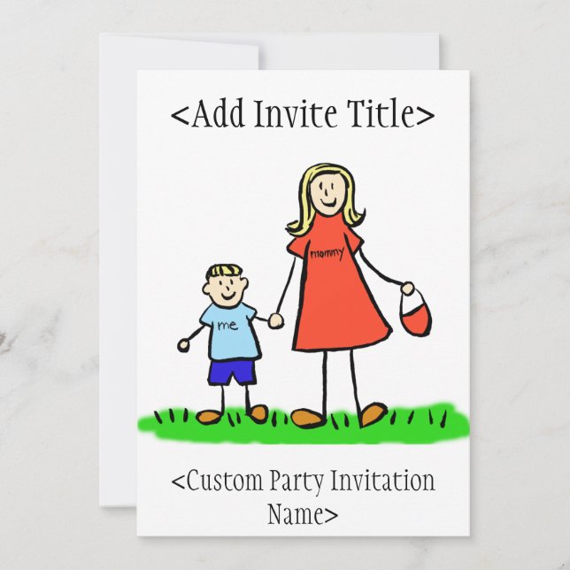 "Mommy and Me" Boy Invitation or Invites (Blonde) (Front)