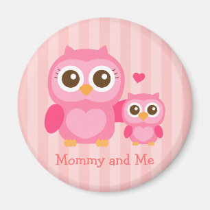 Mommy and Me, Cute Baby Owl, Pink Magnet