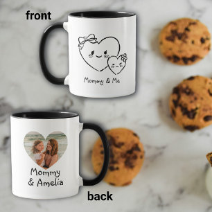 Mommy And Me Hearts Hand-drawn Photo Coffee Mug