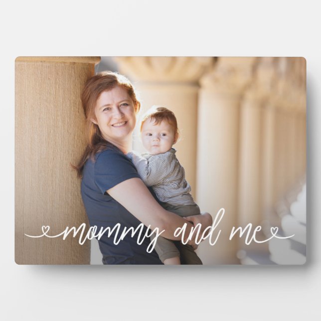 Mommy and Me Hearts Personalized Photo Plaque (Front)