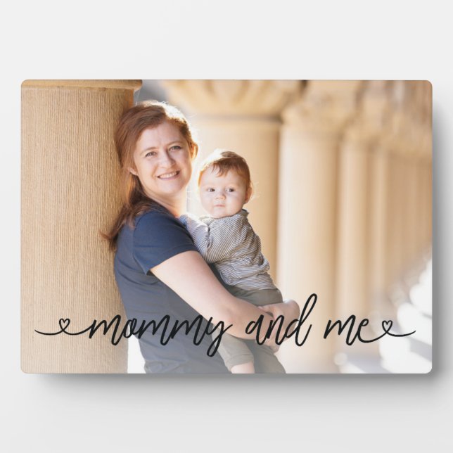 Mommy and Me Hearts Personalized Photo Plaque (Front)