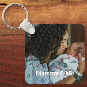 Mommy and Me typography Custom photo Personalized Keychain