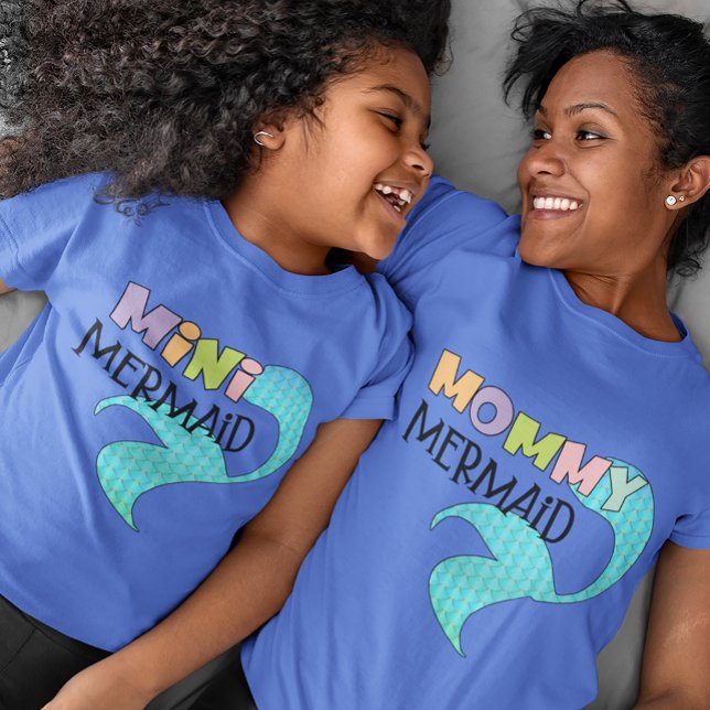 Mommy and Mini Mermaid Matching Parent & Kid Mom T-Shirt (Creator Uploaded)