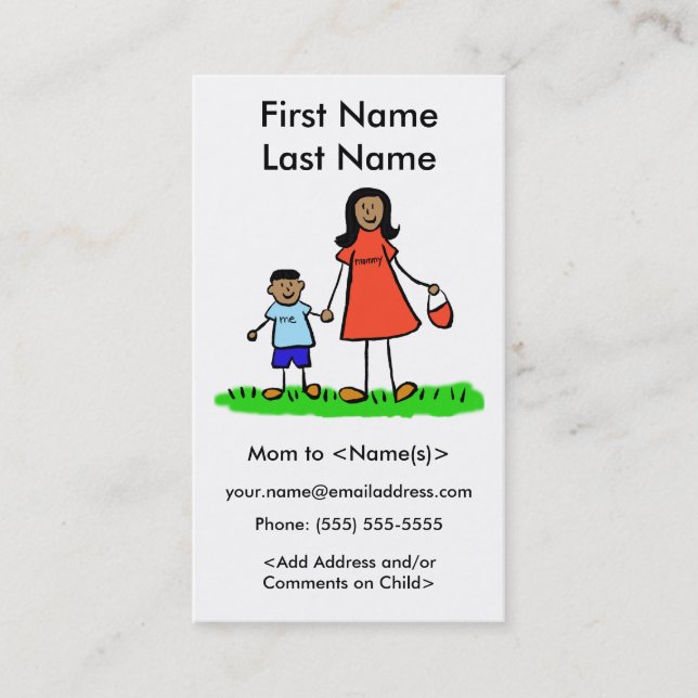Mommy and Son Custom Photo Calling Playdate Cards (Front)
