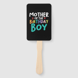 Mommy Art Mother Of The Birthday Boy Hand Fan
