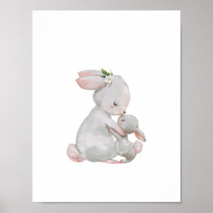 Mommy Baby  Bunny Snuggle  art print 