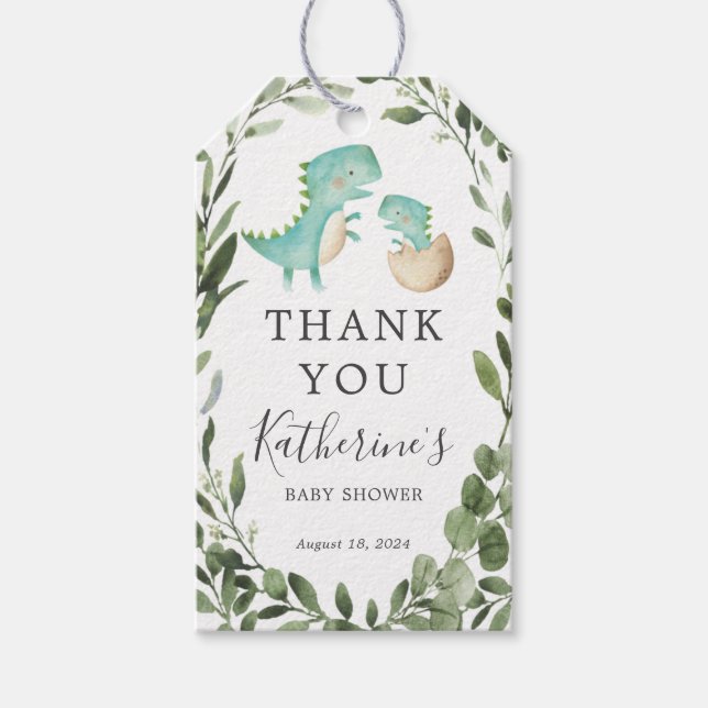 Mommy Baby Dinosaur Baby Shower Favour Tag (Front)