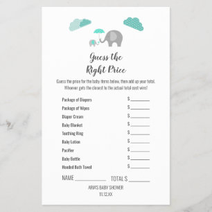 Mommy Baby Elephant Clouds The Right Price Game Flyer