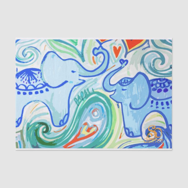 Mommy baby elephant tissue paper (Front)