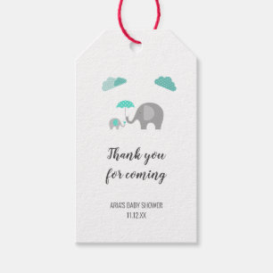 Mommy Baby Elephant with Clouds Baby Shower Favour Gift Tags