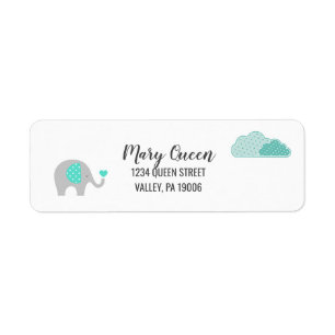 Mommy Baby Elephant with Clouds Return Address