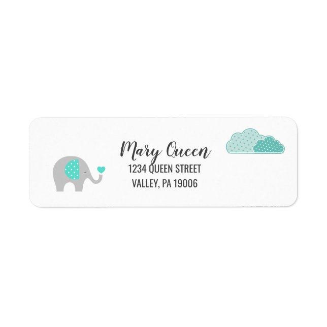 Mommy Baby Elephant with Clouds Return Address (Front)