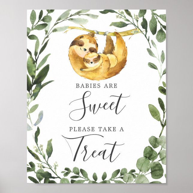 Mommy Baby Sloth Baby Shower Babies Are Sweet Sign (Front)