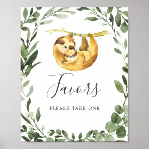 Mommy Baby Sloth Baby Shower Favours Sign